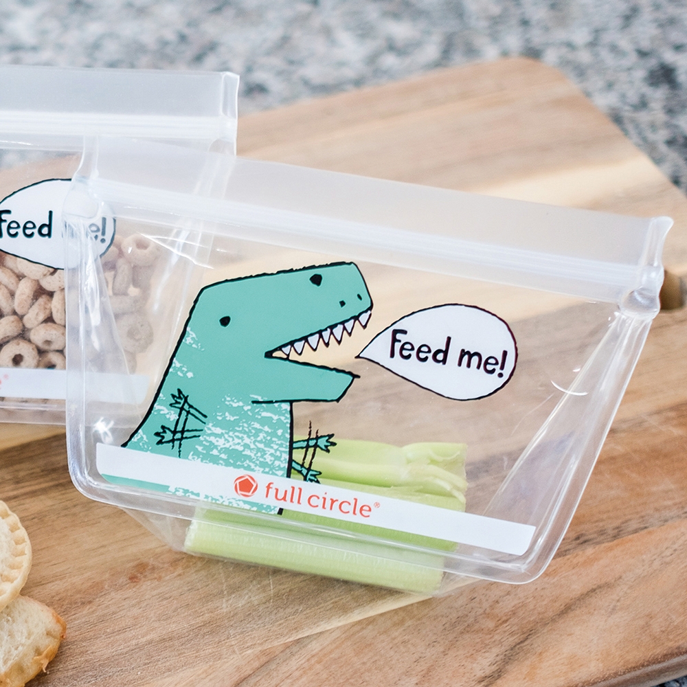 ZIPTUCK KIDS REUSABLE SNACK BAGS SET OF 2 DINOSAUR Eddingtons