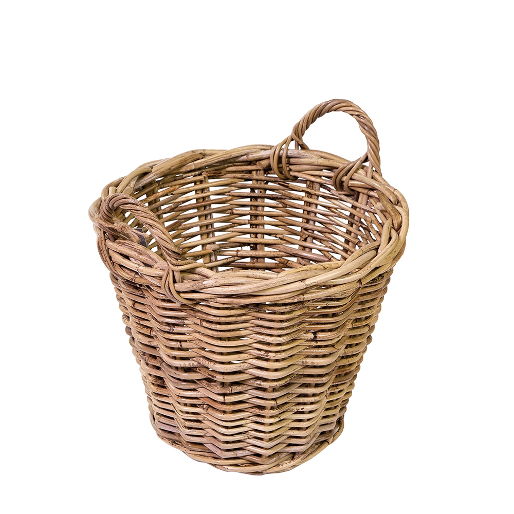 SMALL GREY KUBU RATTAN LOG BAS BASKET Eddingtons