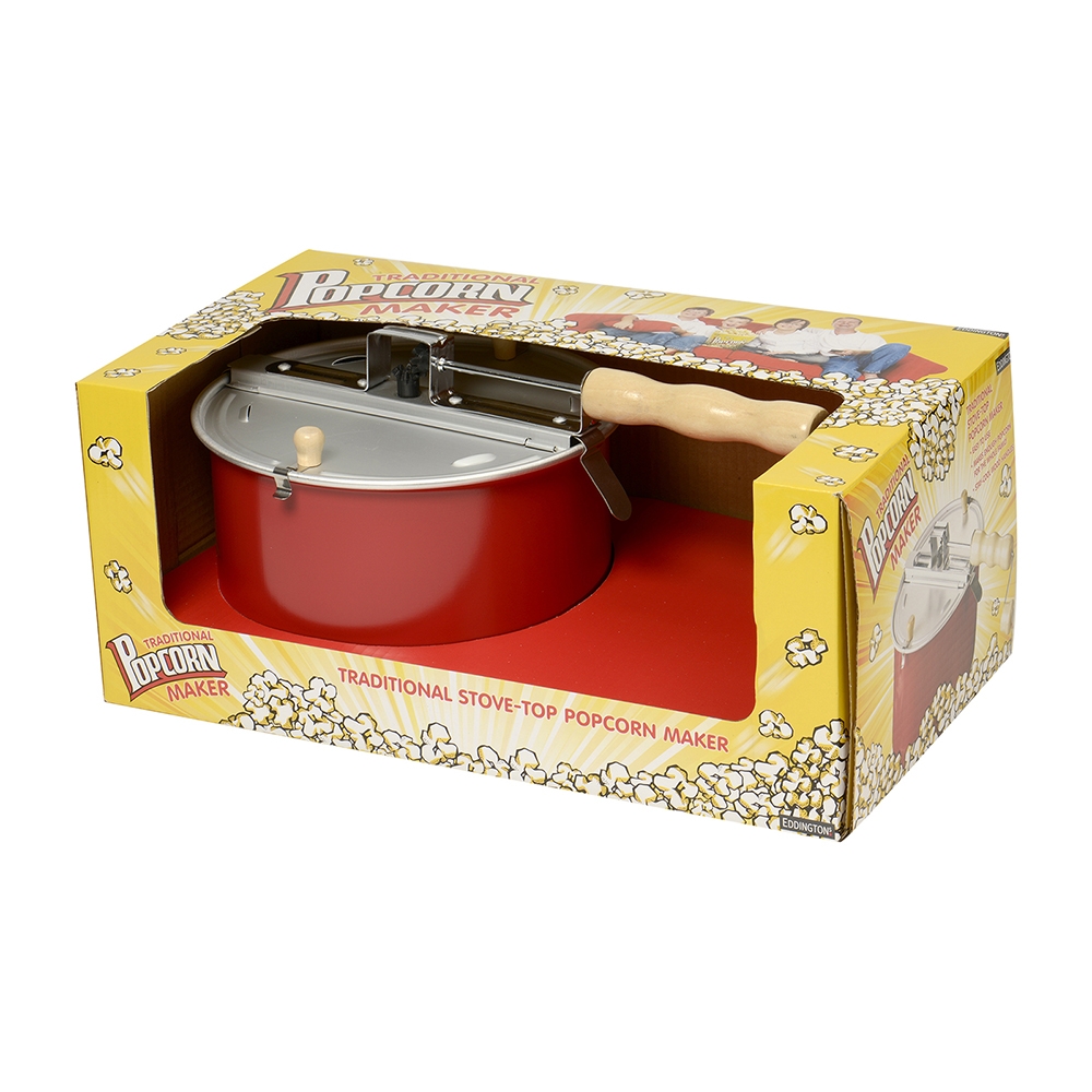 TRADITIONAL STOVETOP POPCORN MAKER RED POLISHED Eddingtons