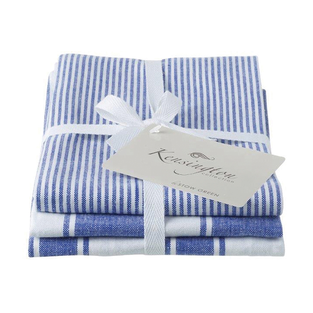 KENSINGTON STRIPE TEA TOWEL BLUE SET OF 3 Eddingtons