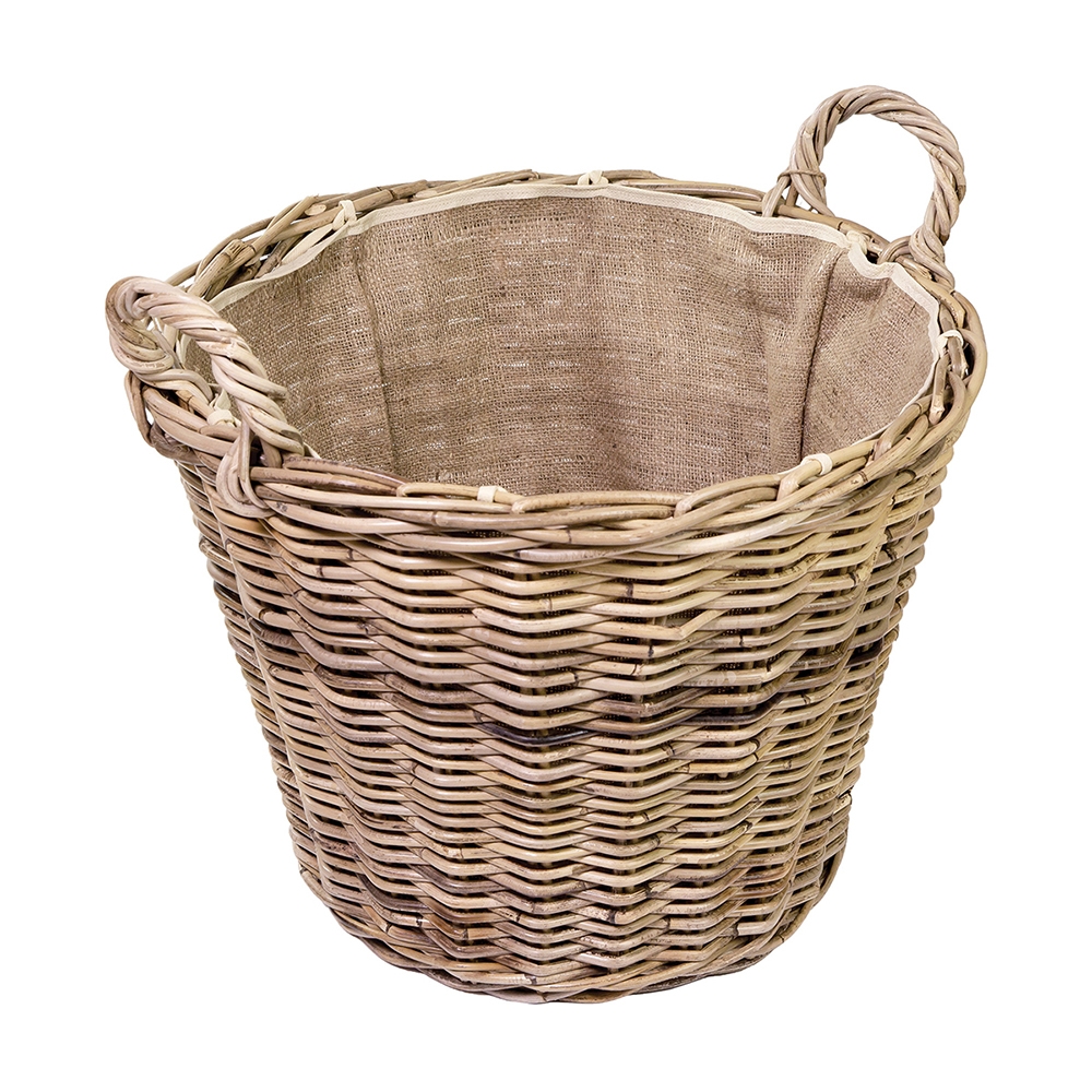 GREY KUBU RATTAN LINED LOG BAS BASKET Eddingtons