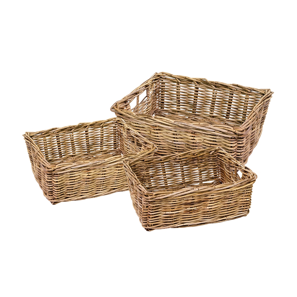 RECTANGULAR GREY KUBU RATTAN S STORAGE BASKET SET OF 3 Eddingtons